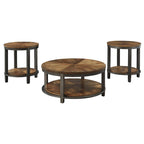 Roybeck Table (Set of 3) - Light Brown/Bronze - 38 W x 38 D x 18 H