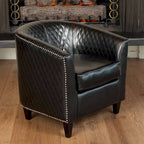 Mia Black Bonded Leather Quilted Club Chair
