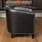 Mia Black Bonded Leather Quilted Club Chair