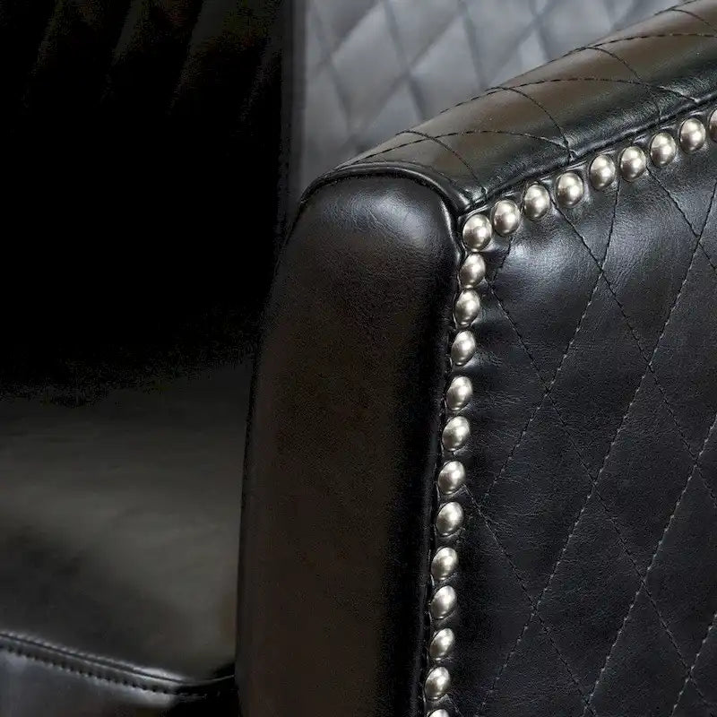 Mia Black Bonded Leather Quilted Club Chair