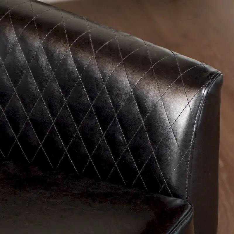 Mia Black Bonded Leather Quilted Club Chair