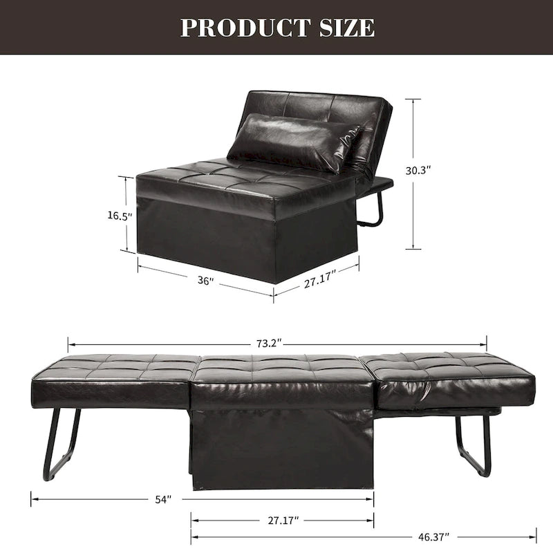 Zenova 4-1 Adjustable Sleeper Sofa Chair with Ottoman, Sofa Bed ,Couch Bed