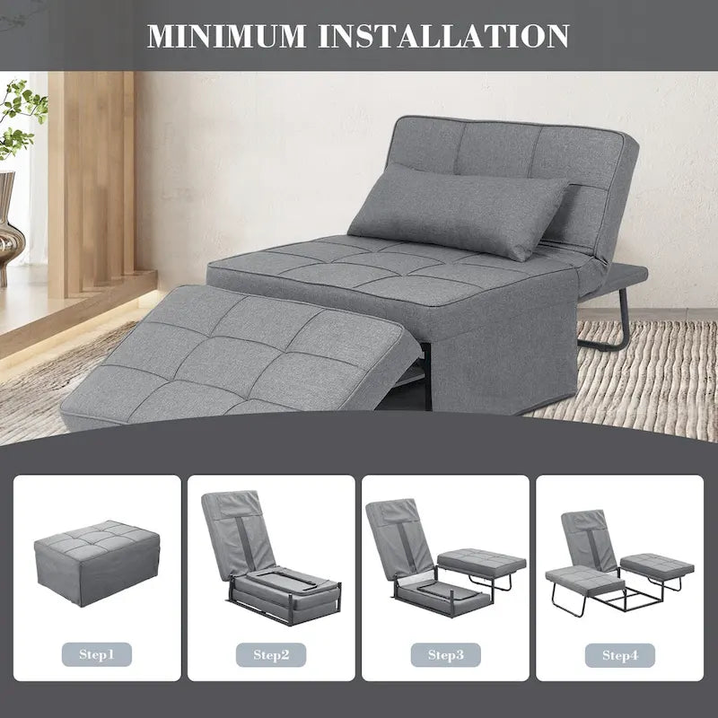 Zenova 4-1 Adjustable Sleeper Sofa Chair with Ottoman, Sofa Bed ,Couch Bed