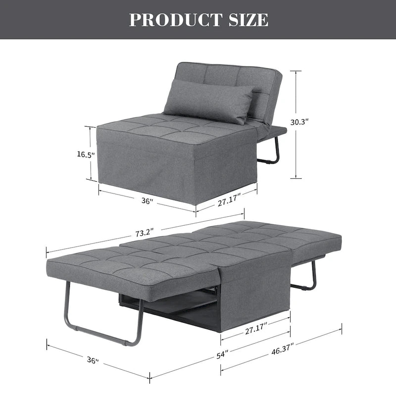 Zenova 4-1 Adjustable Sleeper Sofa Chair with Ottoman, Sofa Bed ,Couch Bed