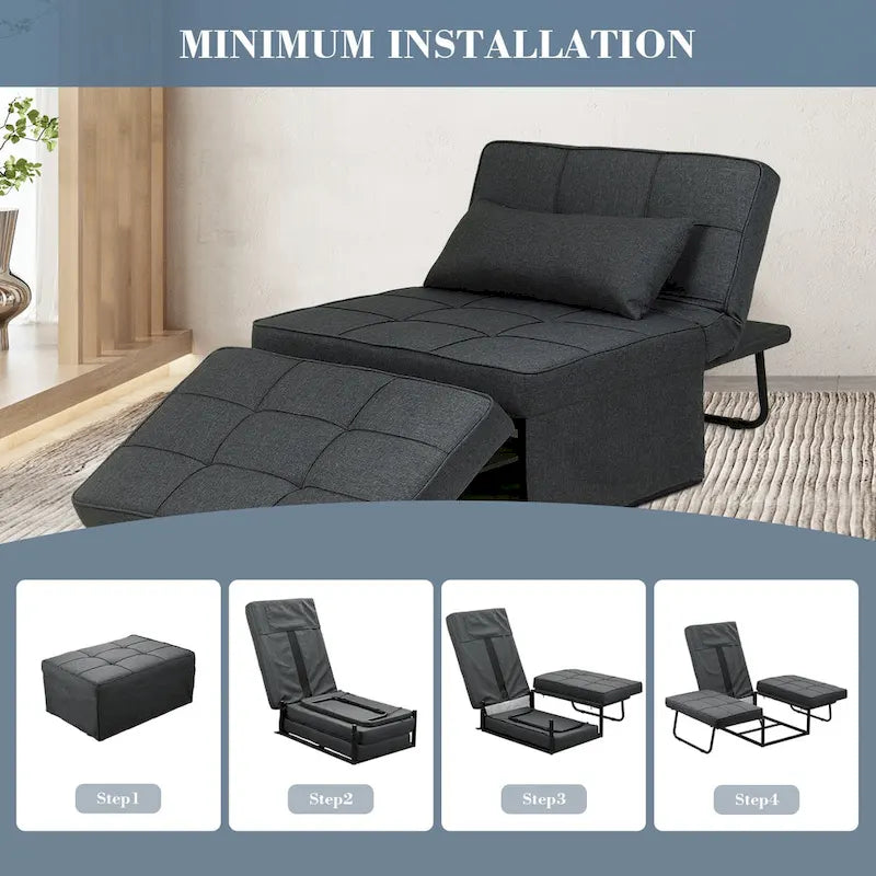 Zenova 4-1 Adjustable Sleeper Sofa Chair with Ottoman, Sofa Bed ,Couch Bed