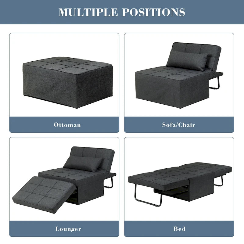 Zenova 4-1 Adjustable Sleeper Sofa Chair with Ottoman, Sofa Bed ,Couch Bed