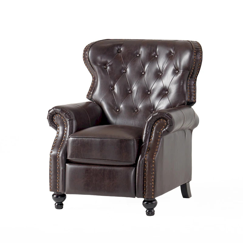 Walder Contemporary Tufted Recliner with Nailhead Trim by