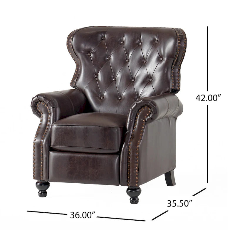 Walder Contemporary Tufted Recliner with Nailhead Trim by