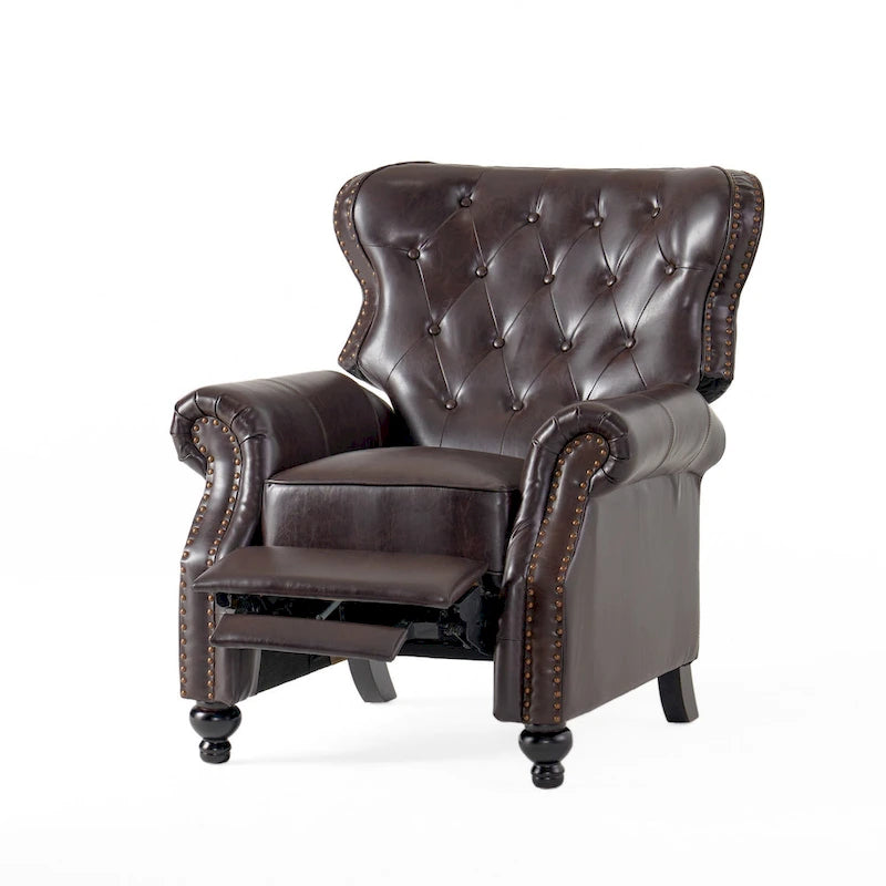 Walder Contemporary Tufted Recliner with Nailhead Trim by