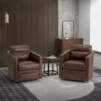 Jorge 28.74 Wide Genuine Leather Swivel Chair Set of 2