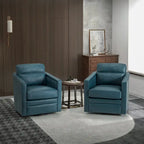 Jorge 28.74 Wide Genuine Leather Swivel Chair Set of 2