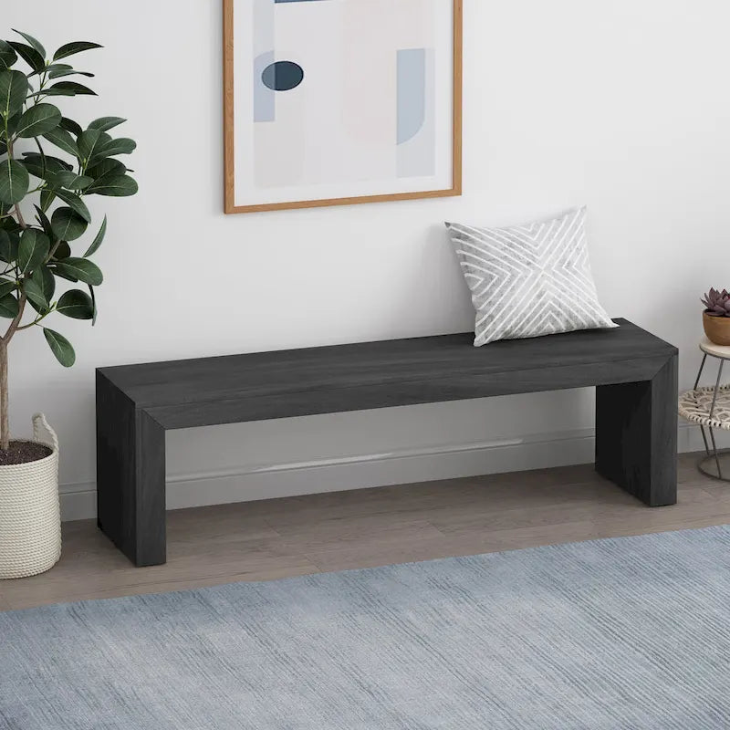 Pannell Farmhouse Acacia Wood Dining Bench by