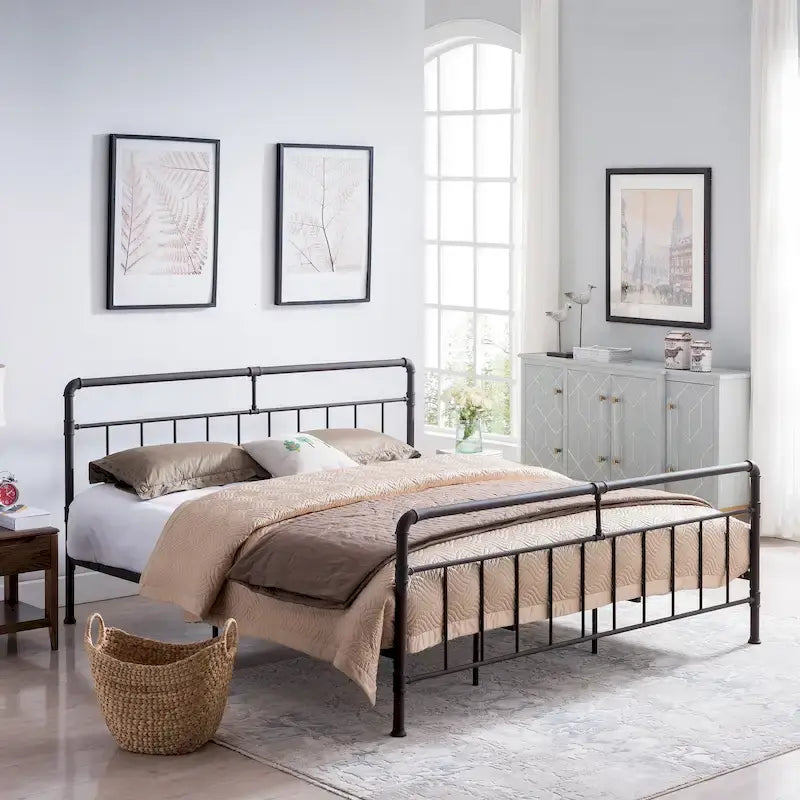 Mowry Industrial King-Size Bed Frame by