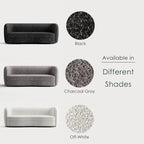 Ophelia Modern Curved Arms Boucle Sofa Couch with Kidney Style Seat and Round Wooden Legs