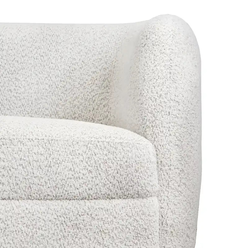 Ophelia Modern Curved Arms Boucle Sofa Couch with Kidney Style Seat and Round Wooden Legs