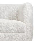 Ophelia Modern Curved Arms Boucle Sofa Couch with Kidney Style Seat and Round Wooden Legs