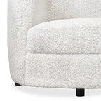 Ophelia Modern Curved Arms Boucle Sofa Couch with Kidney Style Seat and Round Wooden Legs