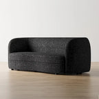 Ophelia Modern Curved Arms Boucle Sofa Couch with Kidney Style Seat and Round Wooden Legs