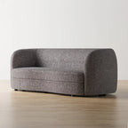 Ophelia Modern Curved Arms Boucle Sofa Couch with Kidney Style Seat and Round Wooden Legs