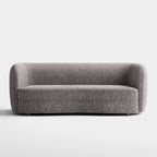 Ophelia Modern Curved Arms Boucle Sofa Couch with Kidney Style Seat and Round Wooden Legs