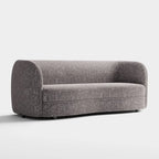 Ophelia Modern Curved Arms Boucle Sofa Couch with Kidney Style Seat and Round Wooden Legs