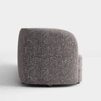 Ophelia Modern Curved Arms Boucle Sofa Couch with Kidney Style Seat and Round Wooden Legs
