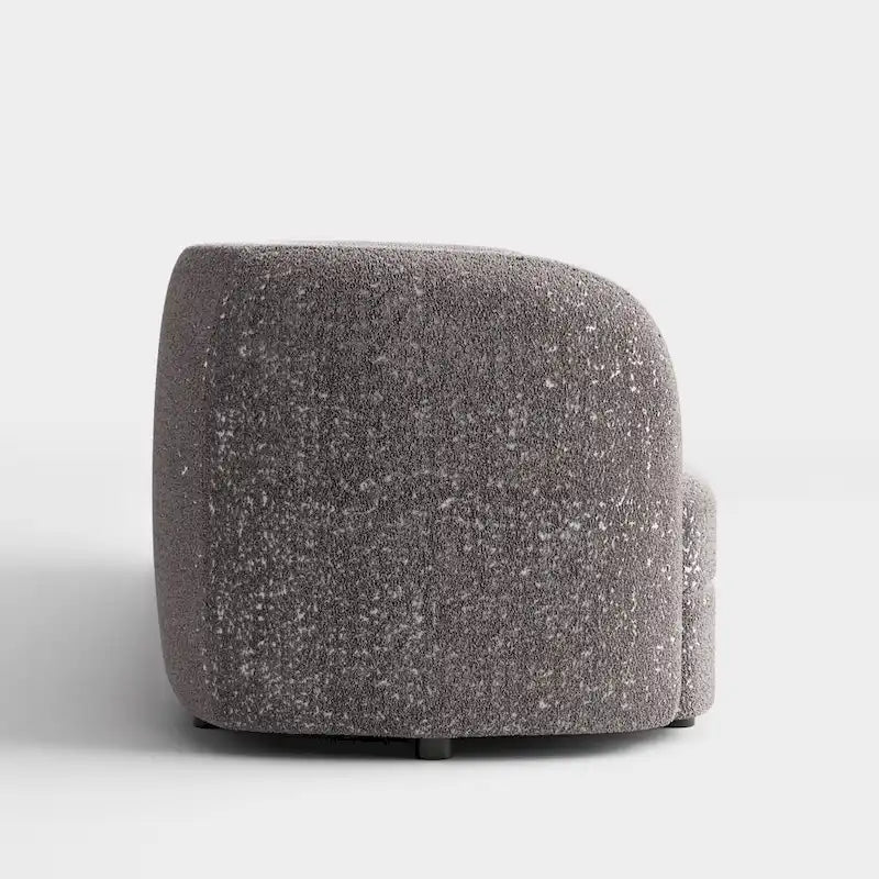 Ophelia Modern Curved Arms Boucle Sofa Couch with Kidney Style Seat and Round Wooden Legs