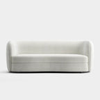 Ophelia Modern Curved Arms Boucle Sofa Couch with Kidney Style Seat and Round Wooden Legs