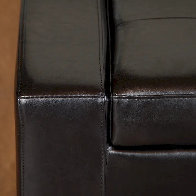 Guernsey Black Bonded Leather Storage Ottoman Bench by