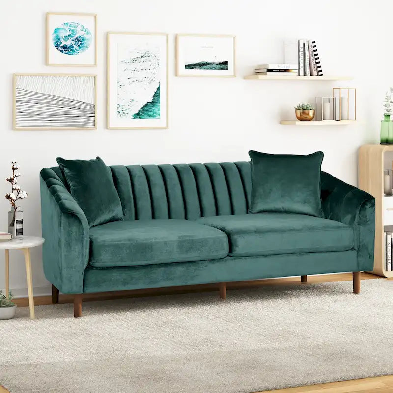 Ansonia Contemporary Velvet 3-seat Sofa by