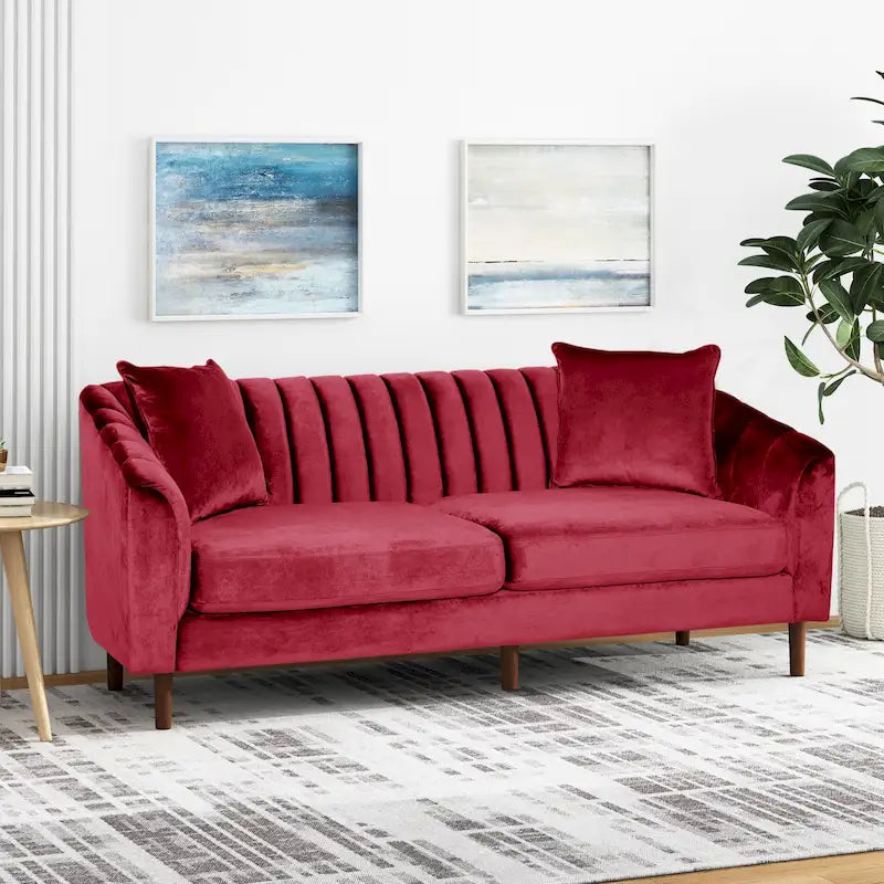 Ansonia Contemporary Velvet 3-seat Sofa by