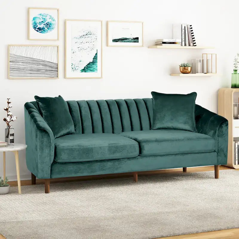 Ansonia Contemporary Velvet 3-seat Sofa by