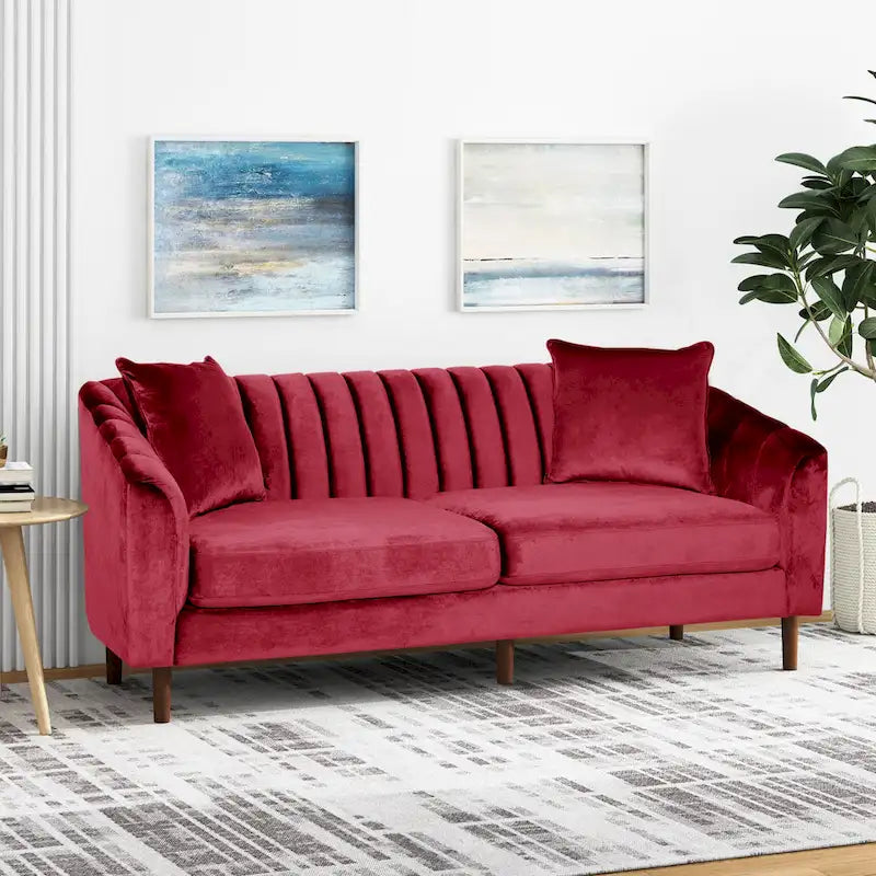 Ansonia Contemporary Velvet 3-seat Sofa by