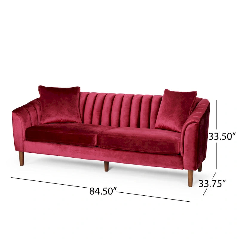 Ansonia Contemporary Velvet 3-seat Sofa by