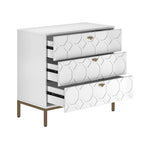 Clihome Modern Wooden Glossy 3-Drawer Storage Chest