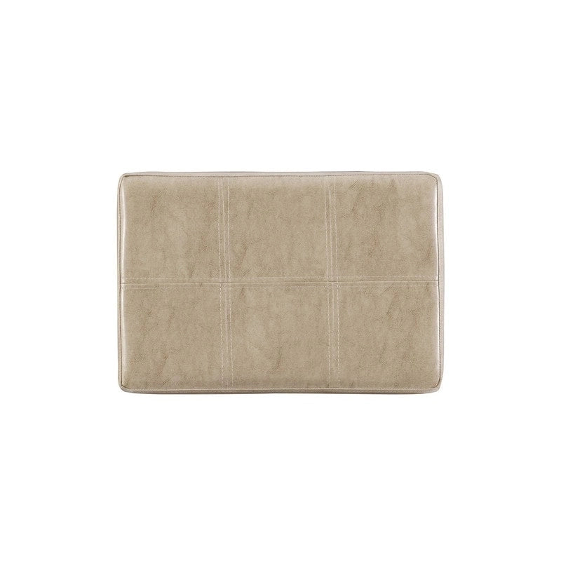 Beige Faux Leather Backless Bar Stool - Dark Brown Wood - 275lb Capacity