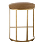 Gold Half-moon Metal Base and Camel Cushion Counter Stool