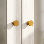 Light Gray Wardrobe - Frosted Glass Doors - Gold Handles - Soft-Close Hinges