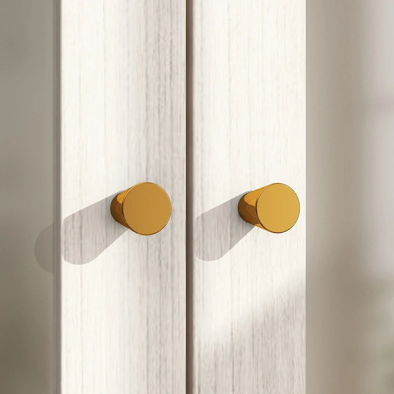 Light Gray Wardrobe - Frosted Glass Doors - Gold Handles - Soft-Close Hinges