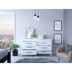 FM Furniture Luxor 6 Drawer Double Dresser with Roller Guides, Metal Pulls and 4 Legs