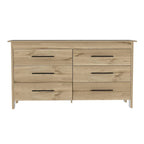 FM Furniture Luxor 6 Drawer Double Dresser with Roller Guides, Metal Pulls and 4 Legs