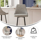Commercial LeatherSoft Bar Height Stool with Metal Feet & Footrests - 2 Pack - 18.5W x 20D x 43.25H