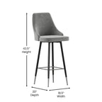 Commercial LeatherSoft Bar Height Stool with Metal Feet & Footrests - 2 Pack - 18.5W x 20D x 43.25H