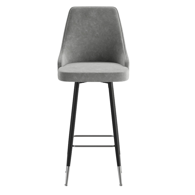 Commercial LeatherSoft Bar Height Stool with Metal Feet & Footrests - 2 Pack - 18.5W x 20D x 43.25H