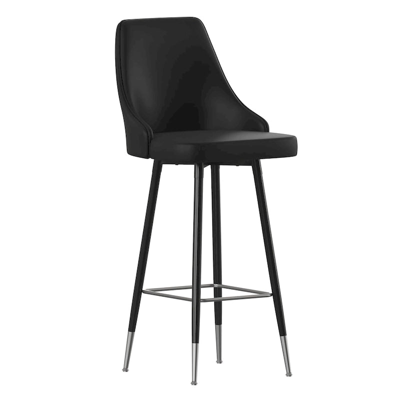 Commercial LeatherSoft Bar Height Stool with Metal Feet & Footrests - 2 Pack - 18.5W x 20D x 43.25H