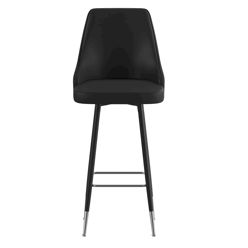 Commercial LeatherSoft Bar Height Stool with Metal Feet & Footrests - 2 Pack - 18.5W x 20D x 43.25H