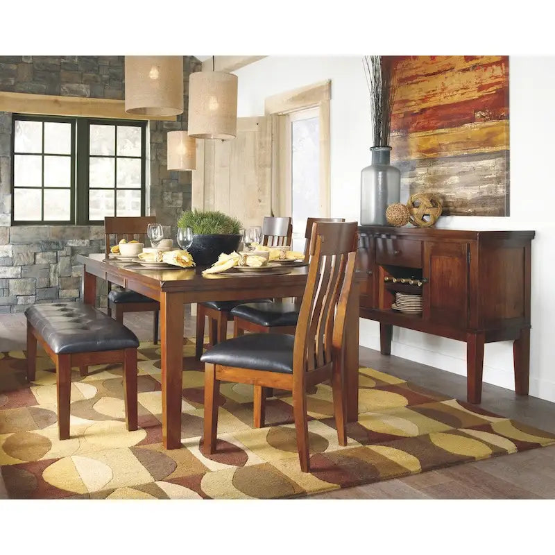 Ralene Brown Leatherette Dining Bench - 49.75 W x 16.25 D x 18.5 H