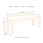 Ralene Brown Leatherette Dining Bench - 49.75 W x 16.25 D x 18.5 H
