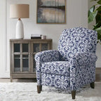 Madison Park Oscar Solid Wood Upholstered Push Back Recliner Chair with Rolled Arms