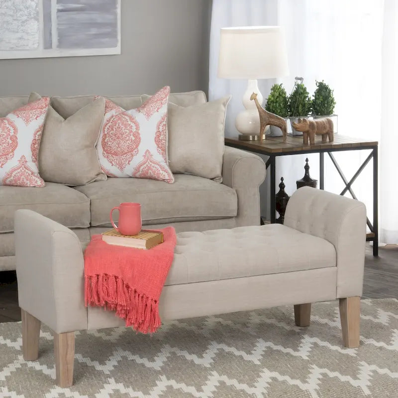 Copper Grove Chugach Tufted Storage Bench Settee Sand Dune